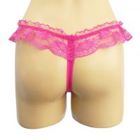 GS198 - Celana Dalam Wanita G-String Mutiara Seksi Crotchless Magenta Transparan Pita - 2