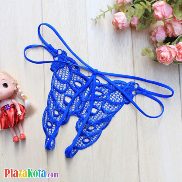 GS211 - Celana Dalam Wanita G-String Seksi Biru Crotchless - Photo 2