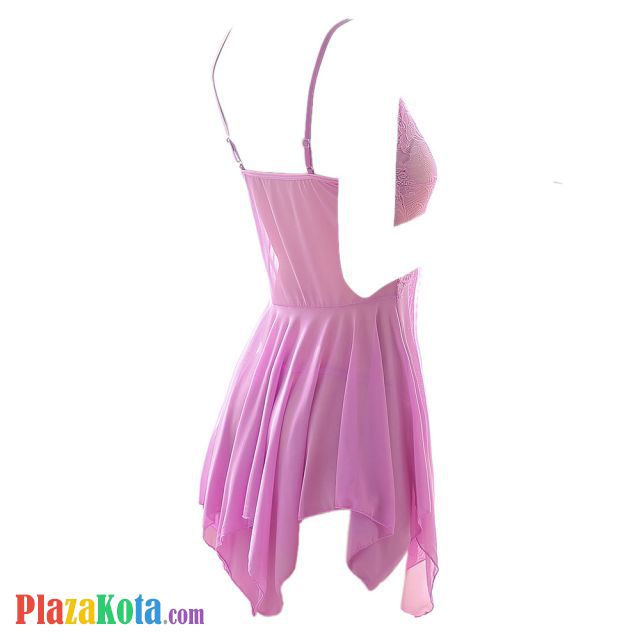 L0865 - Baju Tidur Dinas Malam Wanita Lingerie Mini Dress Gaun Pendek Seksi Pink Transparan - Photo 2