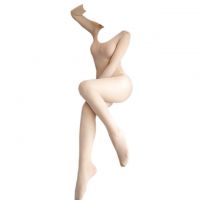 BS164 - Bodystocking Full Body Krem Transparan Lengan Panjang Crotchless