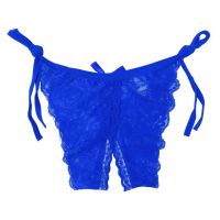 P386 - Celana Dalam Wanita Panties Thong Seksi Biru Transparan Ikat Samping Crotchless - 2