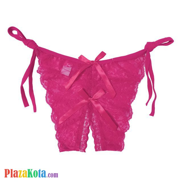 P388 - Celana Dalam Wanita Panties Thong Seksi Magenta Transparan Ikat Samping Crotchless - Photo 1