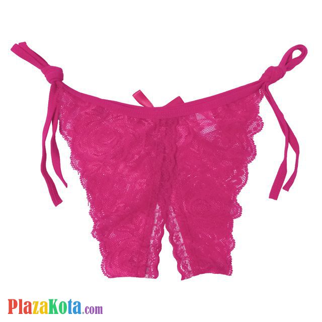 P388 - Celana Dalam Wanita Panties Thong Seksi Magenta Transparan Ikat Samping Crotchless - Photo 2