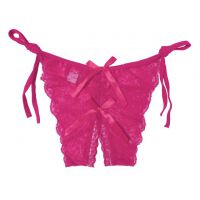 P388 - Celana Dalam Wanita Panties Thong Seksi Magenta Transparan Ikat Samping Crotchless