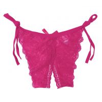 P388 - Celana Dalam Wanita Panties Thong Seksi Magenta Transparan Ikat Samping Crotchless - 2