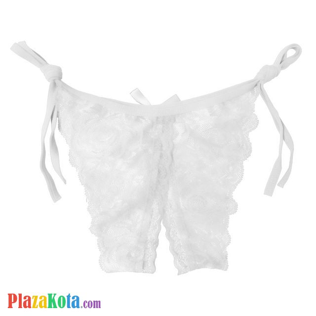 P389 - Celana Dalam Wanita Panties Thong Seksi Putih Transparan Ikat Samping Crotchless - Photo 2