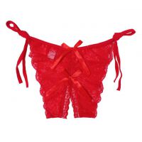 P391 - Celana Dalam Wanita Panties Thong Seksi Merah Transparan Ikat Samping Crotchless