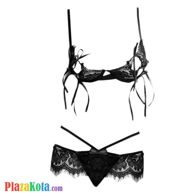B261 - Pakaian Dalam Wanita Bra Set Kawat Underwire Seksi Open Cup Hitam - Photo 1 B261 - Pakaian Dalam Wanita Bra Set Kawat Underwire Seksi Open Cup Hitam - Photo 1