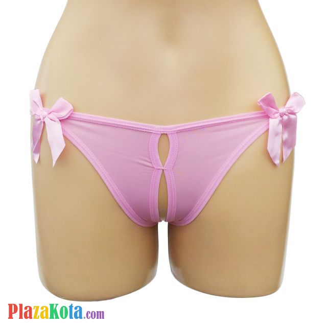 GS223 - Celana Dalam Wanita G-String Seksi Pink Crotchless Pita 3 - Photo 1