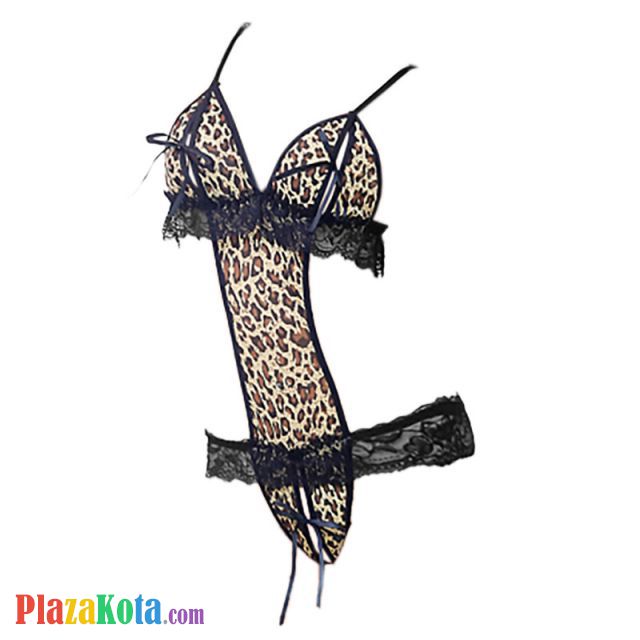 L0213 - Baju Tidur Dinas Malam Wanita Lingerie Teddy Bodysuit Seksi Macan Tutul Coklat - Photo 1