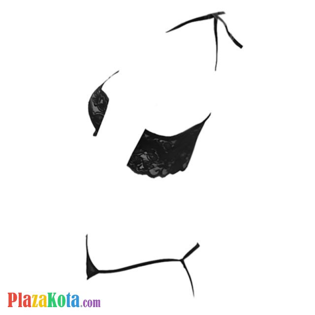 L0214 - Baju Tidur Dinas Malam Wanita Lingerie Teddy Bodysuit Seksi Halter Hitam Transparan Crotchless - Photo 2