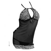 L0221 - Baju Tidur Dinas Malam Wanita Lingerie Bodycon Sheath Dress Seksi Halter Hitam