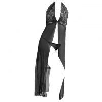 L0225 - Baju Tidur Dinas Malam Wanita Lingerie Kimono Jubah Seksi Halter Hitam Transparan