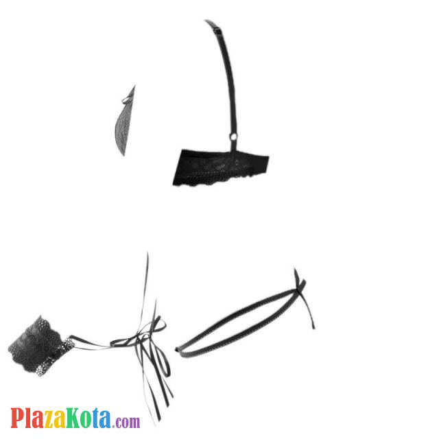 L0993 - Baju Tidur Dinas Malam Wanita Lingerie Teddy Bodysuit Seksi Hitam Transparan Bra Kawat Open Cup Tali Ikat Tangan - Photo 3