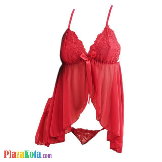L1003 - Baju Tidur Dinas Malam Wanita Lingerie Babydoll Mini Dress Seksi Merah Transparan Panties Ikat Samping - Photo 1 L1003 - Baju Tidur Dinas Malam Wanita Lingerie Babydoll Mini Dress Seksi Merah Transparan Panties Ikat Samping - Photo 1