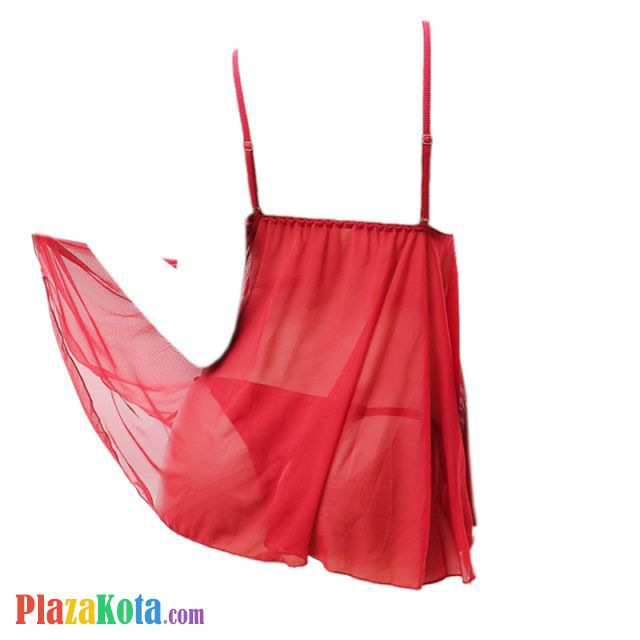 L1003 - Baju Tidur Dinas Malam Wanita Lingerie Babydoll Mini Dress Seksi Merah Transparan Panties Ikat Samping - Photo 2 L1003 - Baju Tidur Dinas Malam Wanita Lingerie Babydoll Mini Dress Seksi Merah Transparan Panties Ikat Samping - Photo 2