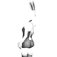 L1027 - Lingerie Costume Cosplay Seksi Tema Kelinci Playboy Bunny Girl Hitam Transparan Bando Kalung Stocking - 2