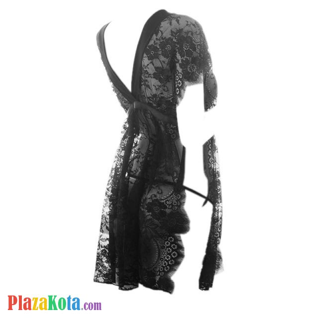 L1044 - Baju Tidur Dinas Malam Wanita Lingerie Babydoll Mini Dress Seksi Hitam Transparan Tali Ikat Samping - Photo 2