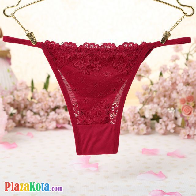 P431 - Celana Dalam Wanita Panties Thong Seksi Merah Depan Transparan - Photo 1