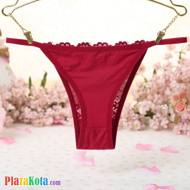 P431 - Celana Dalam Wanita Panties Thong Seksi Merah Depan Transparan - Photo 2