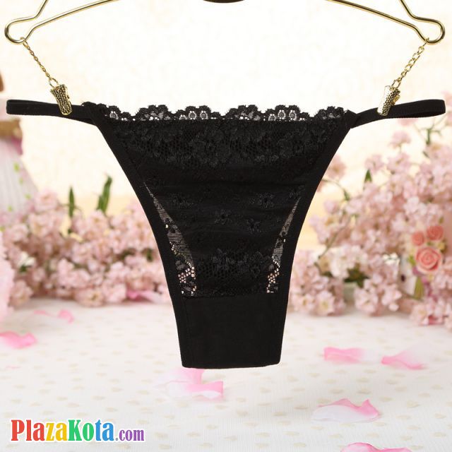 P433 - Celana Dalam Wanita Panties Thong Seksi Hitam Depan Transparan - Photo 1