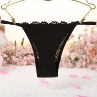 P433 - Celana Dalam Wanita Panties Thong Seksi Hitam Depan Transparan - 2