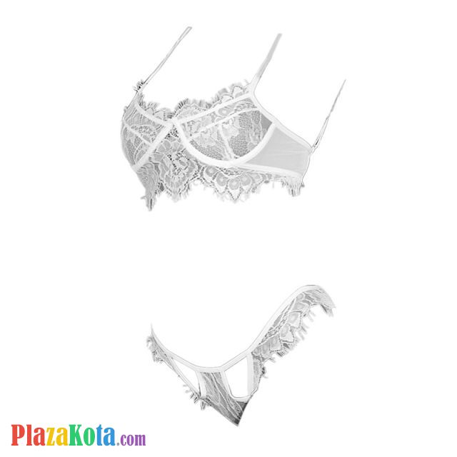 B307 - Pakaian Dalam Wanita Bra Set Kawat Underwire Seksi Putih Transparan - Photo 1