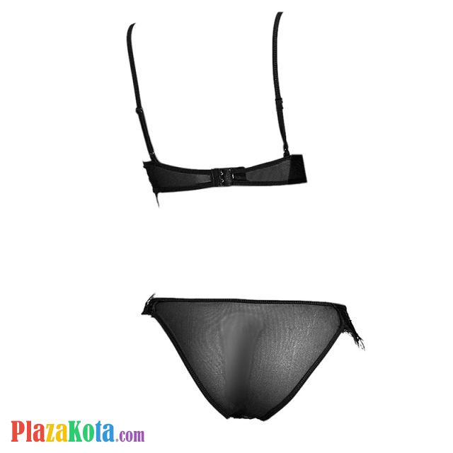 B308 - Pakaian Dalam Wanita Bra Set Kawat Underwire Seksi Hitam Transparan - Photo 2