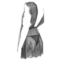 L1098 - Baju Tidur Dinas Malam Wanita Lingerie Mini Dress Gaun Pendek Seksi Hitam Transparan - 2