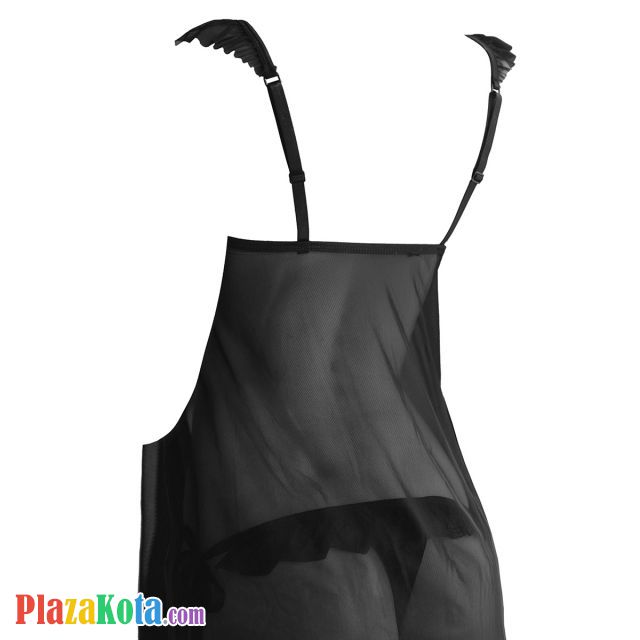 L1133 - Baju Tidur Dinas Malam Wanita Lingerie Babydoll Mini Dress Seksi Hitam Transparan Open Cup Pengait Depan - Photo 2