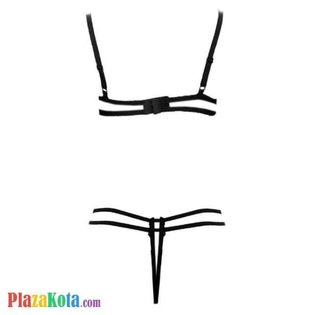 B317 - Pakaian Dalam Wanita Bra Set Kawat Underwire Seksi Open Cup Hitam Transparan Crotchless Bordir Bunga - Photo 2
