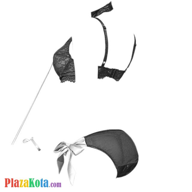 L1138 - Baju Tidur Dinas Malam Wanita Lingerie Teddy Bodysuit Seksi Hitam Transparan Bra Kawat Crotchless Kalung Choker - Photo 2