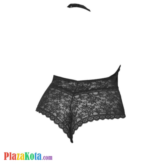 L1168 - Baju Tidur Dinas Malam Wanita Lingerie Jumbo Seksi Teddy Bodysuit Halter Hitam Transparan - Photo 2