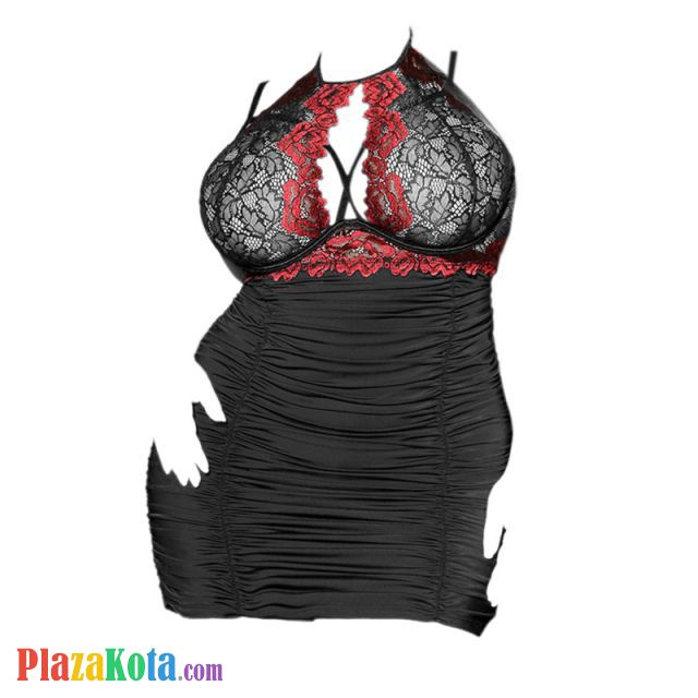 L1170 - Baju Tidur Dinas Malam Wanita Lingerie Jumbo Seksi Bodycon Sheath Dress Hitam Bra Kawat Open Cup - Photo 1