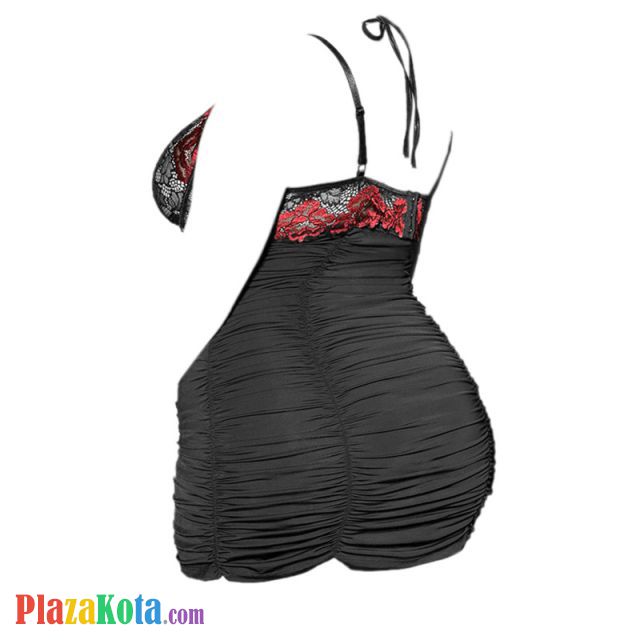 L1170 - Baju Tidur Dinas Malam Wanita Lingerie Jumbo Seksi Bodycon Sheath Dress Hitam Bra Kawat Open Cup - Photo 2