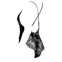 L1182 - Baju Tidur Dinas Malam Wanita Lingerie Teddy Bodysuit Seksi Tali Silang Hitam Transparan Belahan Dada Rendah - 2