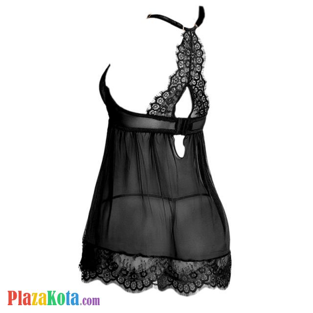 L1184 - Baju Tidur Dinas Malam Wanita Lingerie Mini Dress Gaun Pendek Seksi Hitam Transparan Bra Kawat - Photo 2