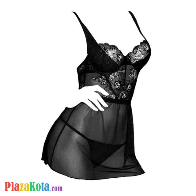 L1194 - Baju Tidur Dinas Malam Wanita Lingerie Mini Dress Gaun Pendek Seksi Hitam Transparan Bra Kawat - Photo 1 L1194 - Baju Tidur Dinas Malam Wanita Lingerie Mini Dress Gaun Pendek Seksi Hitam Transparan Bra Kawat - Photo 1