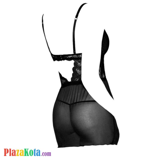 L1194 - Baju Tidur Dinas Malam Wanita Lingerie Mini Dress Gaun Pendek Seksi Hitam Transparan Bra Kawat - Photo 2 L1194 - Baju Tidur Dinas Malam Wanita Lingerie Mini Dress Gaun Pendek Seksi Hitam Transparan Bra Kawat - Photo 2