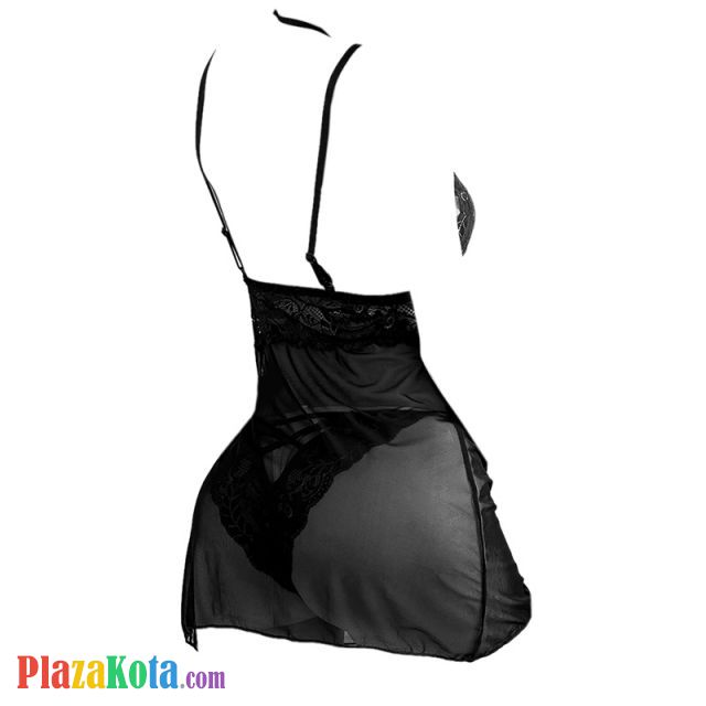 L1196 - Baju Tidur Dinas Malam Wanita Lingerie Mini Dress Gaun Pendek Seksi Hitam Transparan - Photo 2