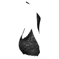 L1198 - Baju Tidur Dinas Malam Wanita Lingerie Bodycon Sheath Dress Seksi Halter Hitam Transparan Belahan Dada Rendah - 2