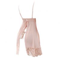 L1200 - Baju Tidur Dinas Malam Wanita Lingerie Babydoll Mini Dress Seksi Krem Transparan Tali Pita Ikat Belakang - 2