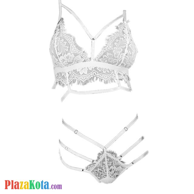 B327 - Pakaian Dalam Wanita Bra Set Bralette Seksi Putih Transparan - Photo 1