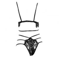 B328 - Pakaian Dalam Wanita Bra Set Bralette Seksi Hitam Transparan - 2