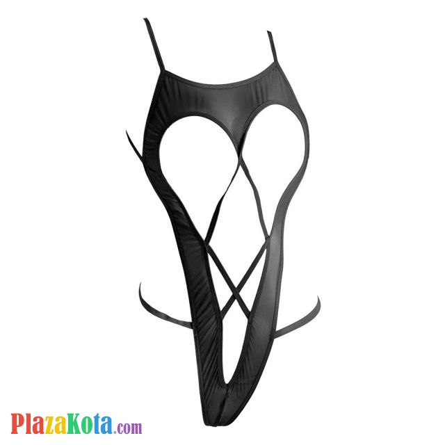 L1203 - Baju Tidur Dinas Malam Wanita Lingerie Teddy Bodysuit Seksi Hitam Transparan Open Cup - Photo 1