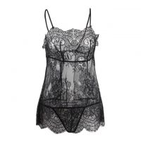 L1210 - Baju Tidur Dinas Malam Wanita Lingerie Babydoll Mini Dress Seksi Hitam Transparan Ikat Belakang