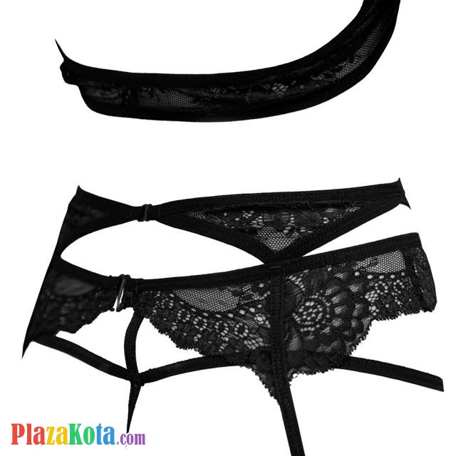 B333 - Lingerie Costume Cosplay Seksi Tema Kelinci Playboy Bunny Girl Halter Hitam Transparan Bando Garter Stocking - Photo 2