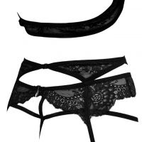 B333 - Lingerie Costume Cosplay Seksi Tema Kelinci Playboy Bunny Girl Halter Hitam Transparan Bando Garter Stocking - 2