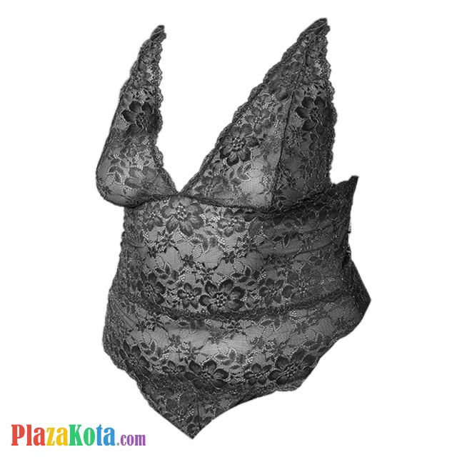 L1217 - Baju Tidur Dinas Malam Wanita Lingerie Jumbo Seksi Teddy Bodysuit Hitam Transparan Benang Emas - Photo 1