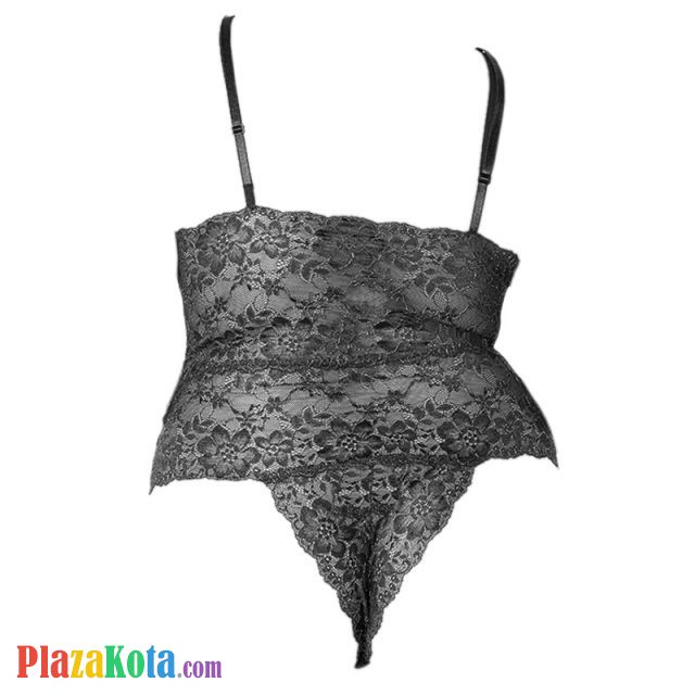 L1217 - Baju Tidur Dinas Malam Wanita Lingerie Jumbo Seksi Teddy Bodysuit Hitam Transparan Benang Emas - Photo 2